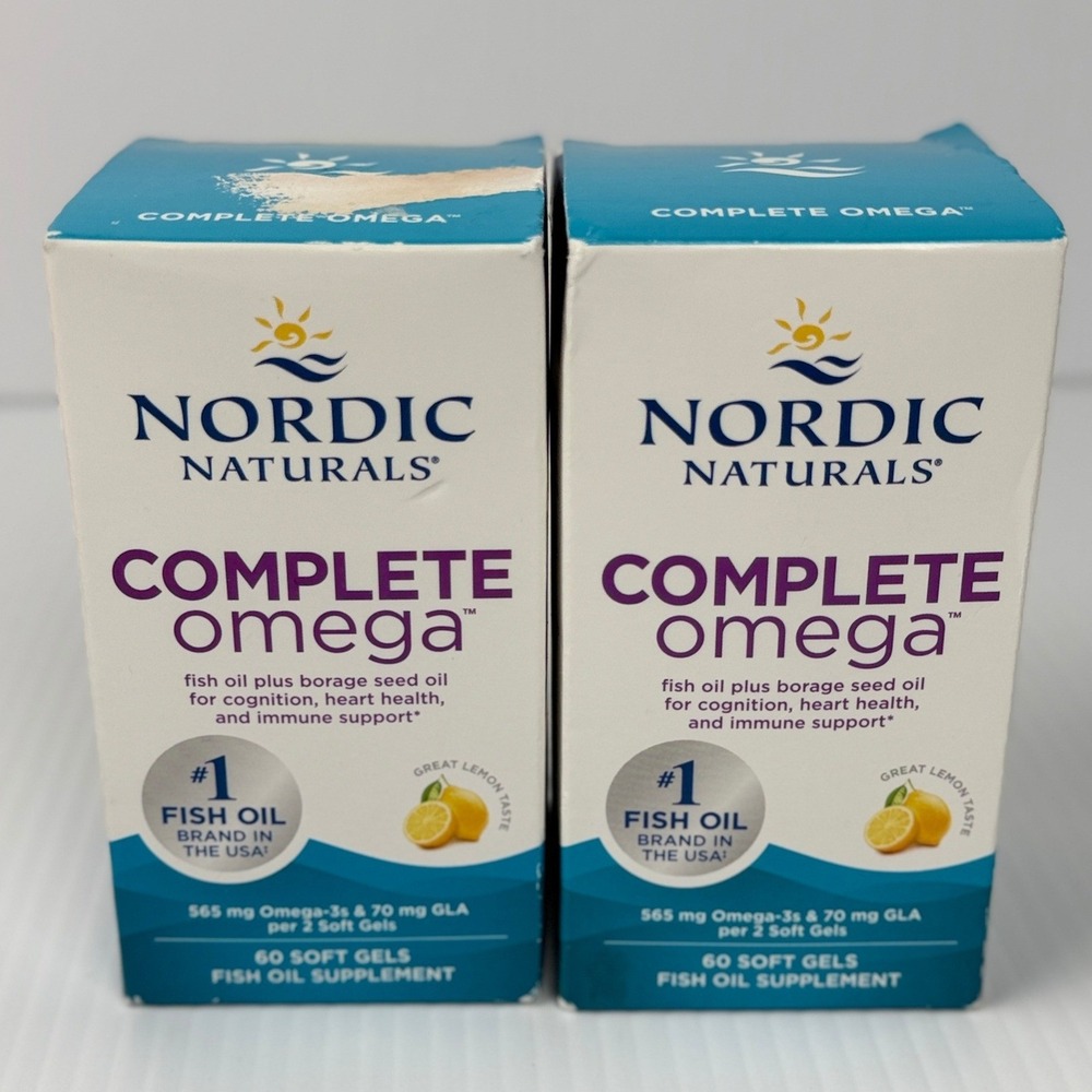 Nordic Naturals Fish Oil Supplement Unisex 60ct Lemon Complete Omega 2pk NEW